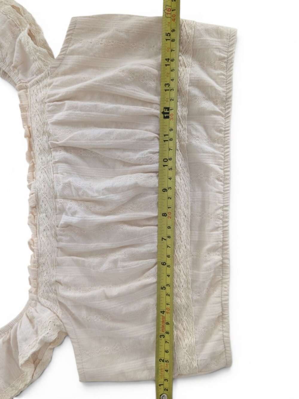 Altar'd State Cream Lace Trim Ruffle Crop Top Size M Boho — EUC - Picture 7 of 7
